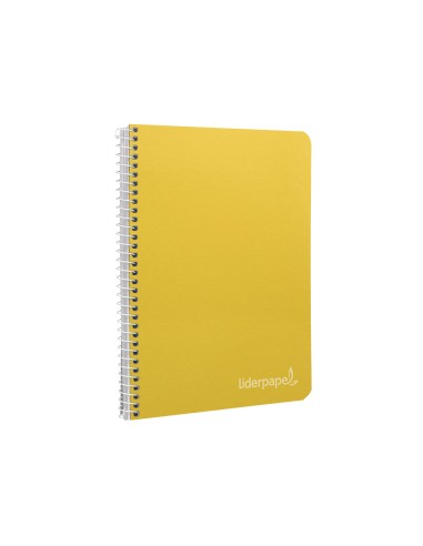 Cuaderno espiral liderpapel cuarto witty tapa dura 80h 75gr cuadro 4mm con margen color amarillo