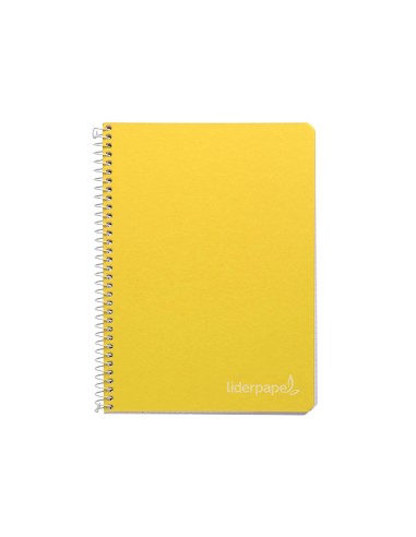 Cuaderno espiral liderpapel cuarto witty tapa dura 80h 75gr cuadro 4mm con margen color amarillo