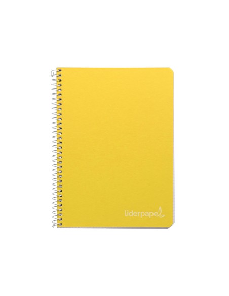 Cuaderno espiral liderpapel cuarto witty tapa dura 80h 75gr cuadro 4mm con margen color amarillo