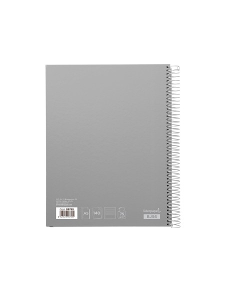 Cuaderno espiral liderpapel a5 micro jolly tapa forrada 140h 75 gr horizontal 5 bandas6 taladros colores surtidos