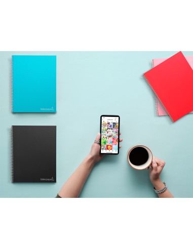 Cuaderno espiral liderpapel a4 micro jolly tapa forrada 140h 75 gr liso 5 bandas 4 taladros colores surtidos