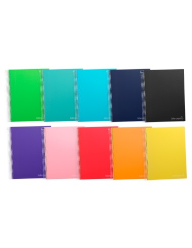 Cuaderno espiral liderpapel a4 micro jolly tapa forrada 140h 75 gr cuadro 4mm 5 bandas4 taladros colores surtidos