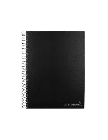 Cuaderno espiral liderpapel a4 micro jolly tapa forrada 140h 75 gr cuadro 5mm 5 bandas 4 taladros color negro