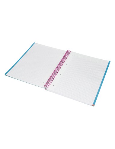 Cuaderno espiral liderpapel a4 micro jolly tapa forrada 140h 75 gr cuadro 5mm 5 bandas4 taladros color turquesa