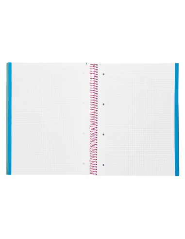 Cuaderno espiral liderpapel a4 micro jolly tapa forrada 140h 75 gr cuadro 5mm 5 bandas4 taladros color turquesa