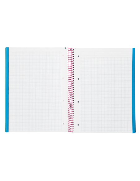 Cuaderno espiral liderpapel a4 micro jolly tapa forrada 140h 75 gr cuadro 5mm 5 bandas4 taladros color turquesa