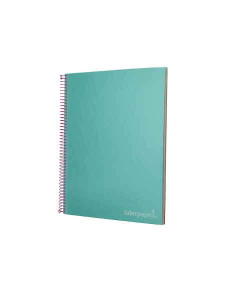 Cuaderno espiral liderpapel a4 micro jolly tapa forrada 140h 75 gr cuadro 5mm 5 bandas4 taladros color turquesa