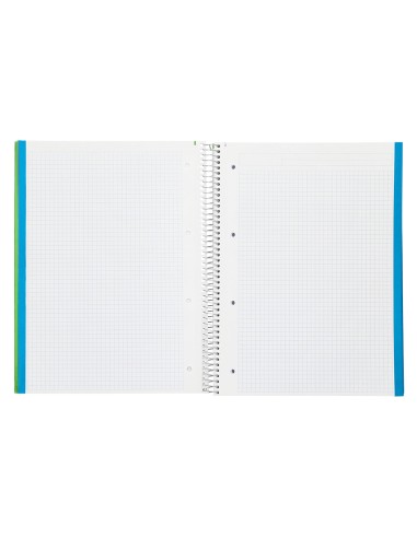 Cuaderno espiral liderpapel a4 micro jolly tapa forrada 140h 75 gr cuadro 5mm 5 bandas 4 taladros color verde