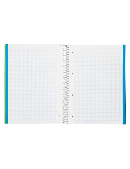 Cuaderno espiral liderpapel a4 micro jolly tapa forrada 140h 75 gr cuadro 5mm 5 bandas 4 taladros color verde