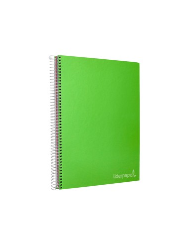 Cuaderno espiral liderpapel a4 micro jolly tapa forrada 140h 75 gr cuadro 5mm 5 bandas 4 taladros color verde