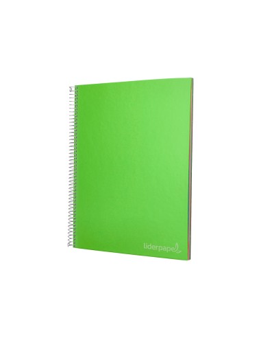 Cuaderno espiral liderpapel a4 micro jolly tapa forrada 140h 75 gr cuadro 5mm 5 bandas 4 taladros color verde