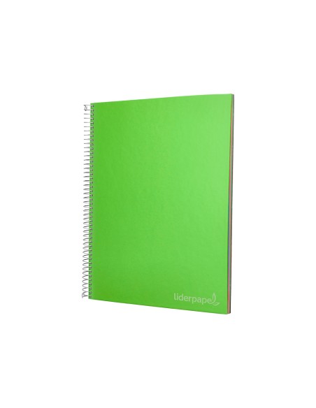 Cuaderno espiral liderpapel a4 micro jolly tapa forrada 140h 75 gr cuadro 5mm 5 bandas 4 taladros color verde