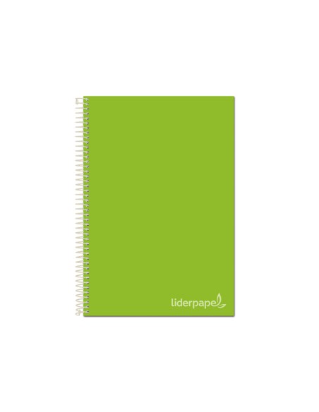 Cuaderno espiral liderpapel a4 micro jolly tapa forrada 140h 75 gr cuadro 5mm 5 bandas 4 taladros color verde
