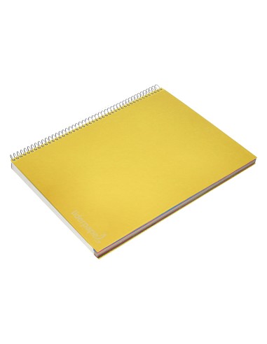 Cuaderno espiral liderpapel a4 micro jolly tapa forrada 140h 75 gr cuadro 5mm 5 bandas4 taladros color amarillo