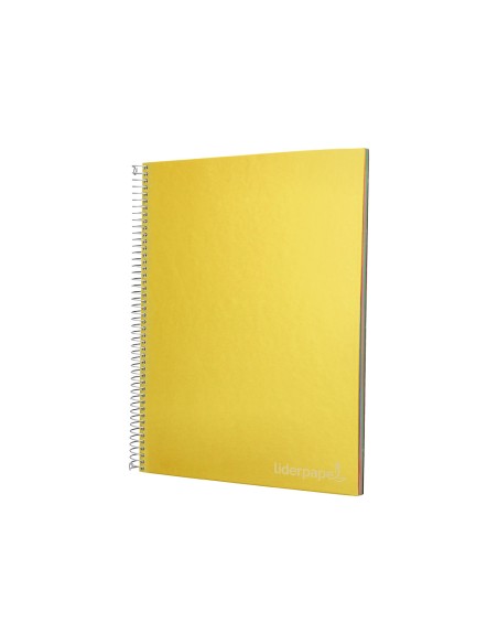 Cuaderno espiral liderpapel a4 micro jolly tapa forrada 140h 75 gr cuadro 5mm 5 bandas4 taladros color amarillo