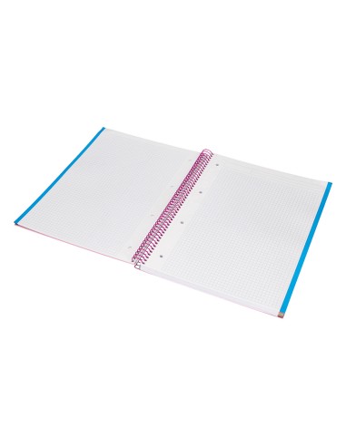 Cuaderno espiral liderpapel a4 micro jolly tapa forrada 140h 75 gr cuadro 5mm 5 bandas 4 taladros color rosa