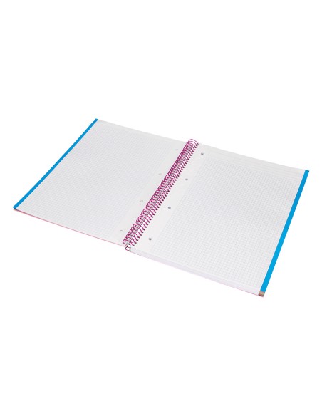 Cuaderno espiral liderpapel a4 micro jolly tapa forrada 140h 75 gr cuadro 5mm 5 bandas 4 taladros color rosa