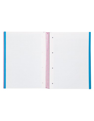 Cuaderno espiral liderpapel a4 micro jolly tapa forrada 140h 75 gr cuadro 5mm 5 bandas 4 taladros color rosa