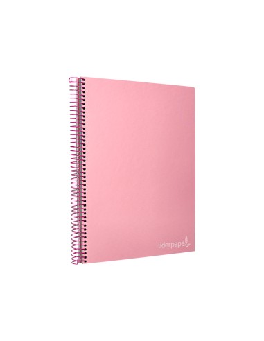 Cuaderno espiral liderpapel a4 micro jolly tapa forrada 140h 75 gr cuadro 5mm 5 bandas 4 taladros color rosa