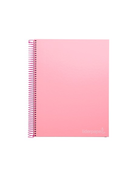 Cuaderno espiral liderpapel a4 micro jolly tapa forrada 140h 75 gr cuadro 5mm 5 bandas 4 taladros color rosa