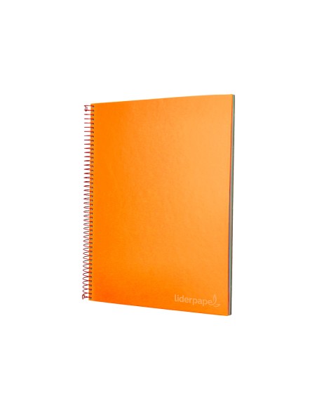 Cuaderno espiral liderpapel a4 micro jolly tapa forrada 140h 75 gr cuadro 5mm 5 bandas4 taladros color naranja