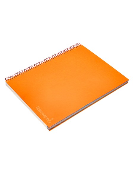 Cuaderno espiral liderpapel a4 micro jolly tapa forrada 140h 75 gr cuadro 5mm 5 bandas4 taladros color naranja