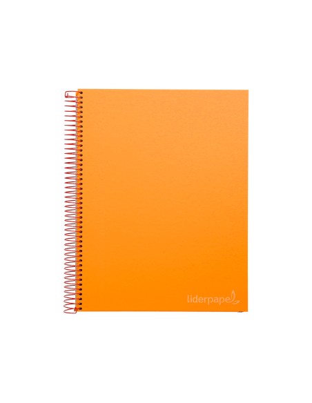 Cuaderno espiral liderpapel a4 micro jolly tapa forrada 140h 75 gr cuadro 5mm 5 bandas4 taladros color naranja