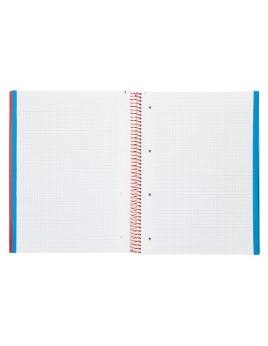 Cuaderno espiral liderpapel a4 micro jolly tapa forrada 140h 75 gr cuadro 5mm 5 bandas 4 taladros color rojo