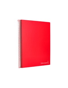 Cuaderno espiral liderpapel a4 micro jolly tapa forrada 140h 75 gr cuadro 5mm 5 bandas 4 taladros color rojo