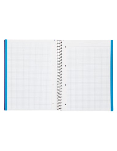 Cuaderno espiral liderpapel a4 micro jolly tapa forrada 140h 75 gr cuadro 5mm 5 bandas 4 taladros color lila