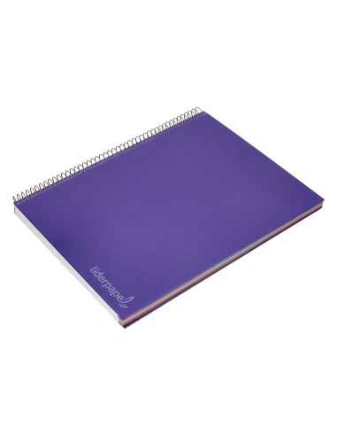 Cuaderno espiral liderpapel a4 micro jolly tapa forrada 140h 75 gr cuadro 5mm 5 bandas 4 taladros color lila