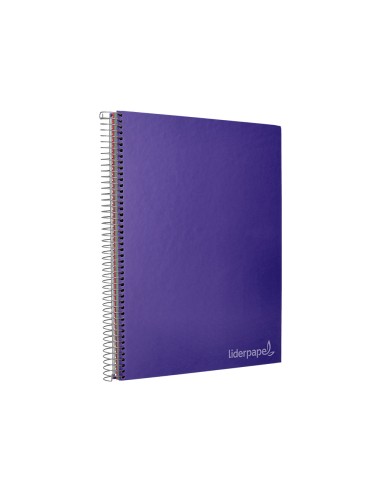 Cuaderno espiral liderpapel a4 micro jolly tapa forrada 140h 75 gr cuadro 5mm 5 bandas 4 taladros color lila