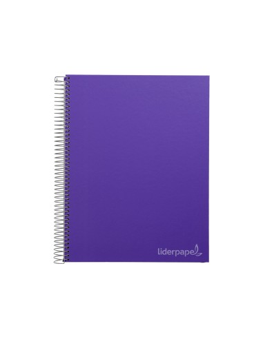 Cuaderno espiral liderpapel a4 micro jolly tapa forrada 140h 75 gr cuadro 5mm 5 bandas 4 taladros color lila