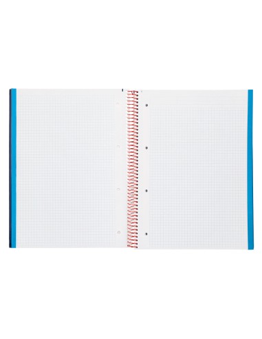 Cuaderno espiral liderpapel a4 micro jolly tapa forrada 140h 75 gr cuadro 5mm 5 bandas 4 taladros color azul