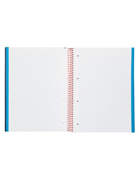 Cuaderno espiral liderpapel a4 micro jolly tapa forrada 140h 75 gr cuadro 5mm 5 bandas 4 taladros color azul