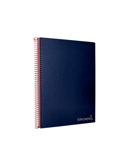 Cuaderno espiral liderpapel a4 micro jolly tapa forrada 140h 75 gr cuadro 5mm 5 bandas 4 taladros color azul