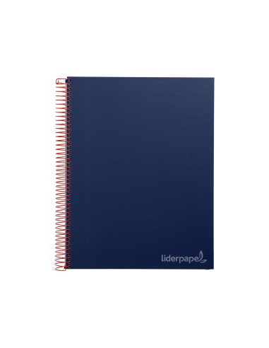Cuaderno espiral liderpapel a4 micro jolly tapa forrada 140h 75 gr cuadro 5mm 5 bandas 4 taladros color azul