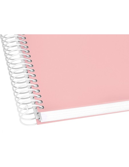 Cuaderno espiral liderpapel a5 micro crafty tapa forrada 120h 90 gr cuadro 5mm 5 bandas6 taladros color rosa