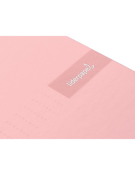 Cuaderno espiral liderpapel a5 micro crafty tapa forrada 120h 90 gr cuadro 5mm 5 bandas6 taladros color rosa