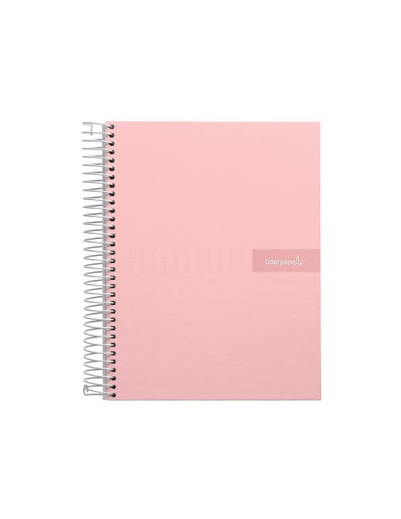 Cuaderno espiral liderpapel a5 micro crafty tapa forrada 120h 90 gr cuadro 5mm 5 bandas6 taladros color rosa