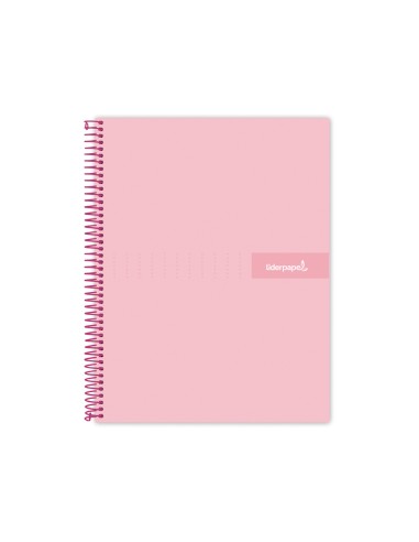 Cuaderno espiral liderpapel a5 micro crafty tapa forrada 120h 90 gr cuadro 5mm 5 bandas6 taladros color rosa