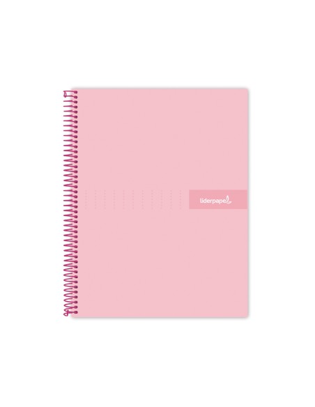Cuaderno espiral liderpapel a5 micro crafty tapa forrada 120h 90 gr cuadro 5mm 5 bandas6 taladros color rosa