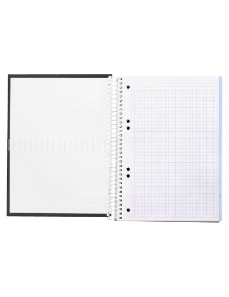 Cuaderno espiral liderpapel a5 micro crafty tapa forrada 120h 90 gr cuadro 5mm 5 bandas6 taladros color negro