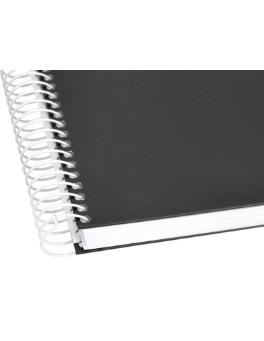 Cuaderno espiral liderpapel a5 micro crafty tapa forrada 120h 90 gr cuadro 5mm 5 bandas6 taladros color negro