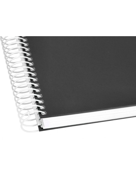 Cuaderno espiral liderpapel a5 micro crafty tapa forrada 120h 90 gr cuadro 5mm 5 bandas6 taladros color negro