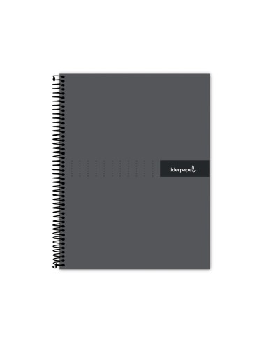 Cuaderno espiral liderpapel a5 micro crafty tapa forrada 120h 90 gr cuadro 5mm 5 bandas6 taladros color negro