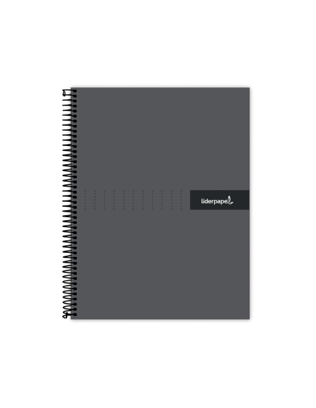 Cuaderno espiral liderpapel a5 micro crafty tapa forrada 120h 90 gr cuadro 5mm 5 bandas6 taladros color negro