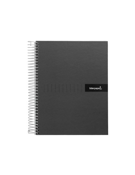 Cuaderno espiral liderpapel a5 micro crafty tapa forrada 120h 90 gr cuadro 5mm 5 bandas6 taladros color negro