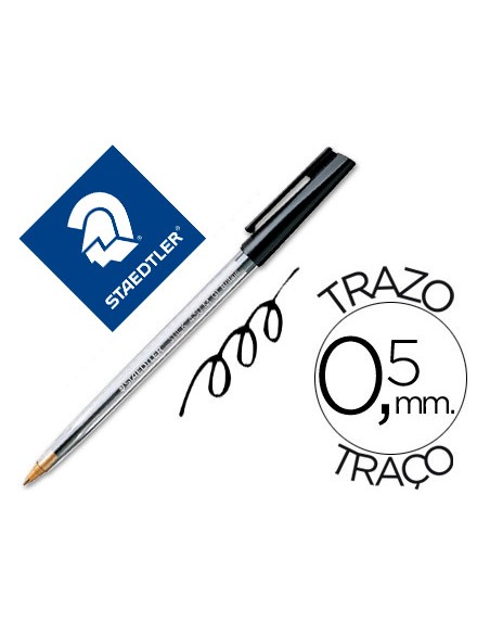 Boligrafo staedtler stick negro con capuchon