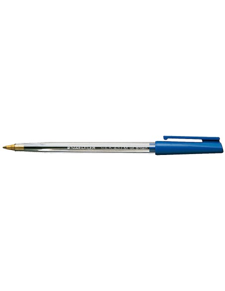 Boligrafo staedtler stick azul con capuchon